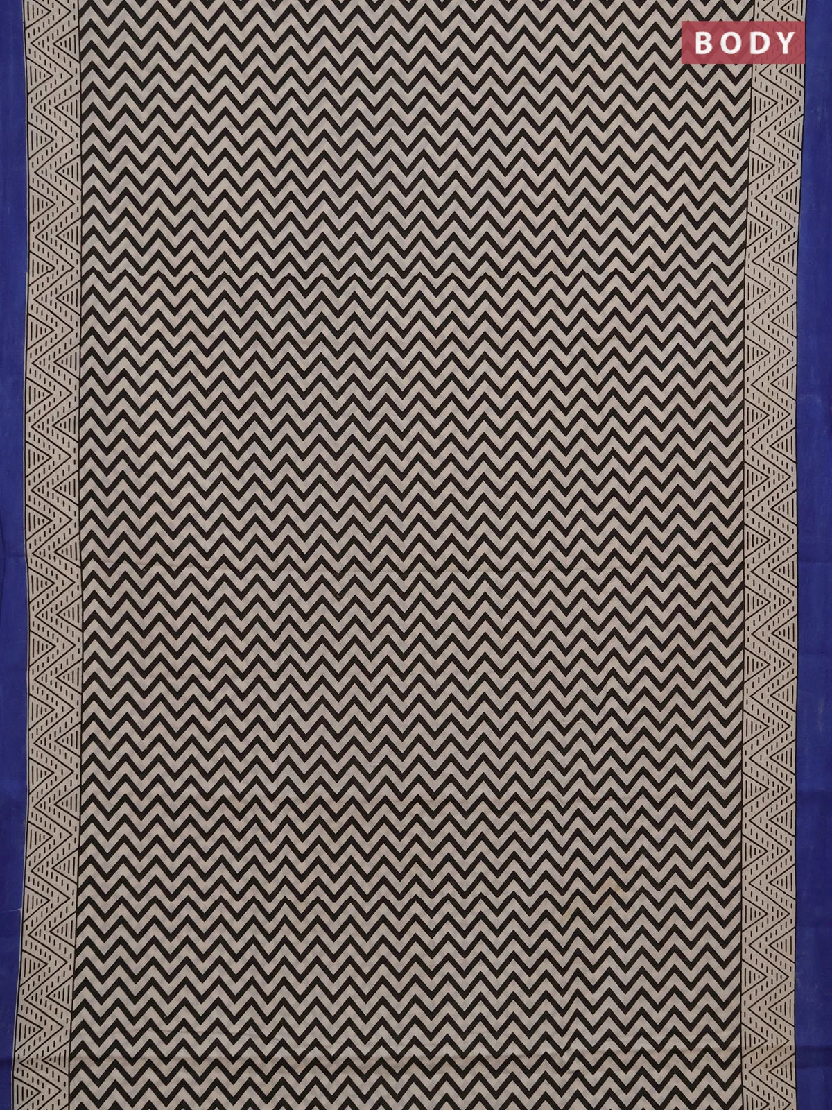 Jaipur Cotton Saree - Beige and Indigo Blue